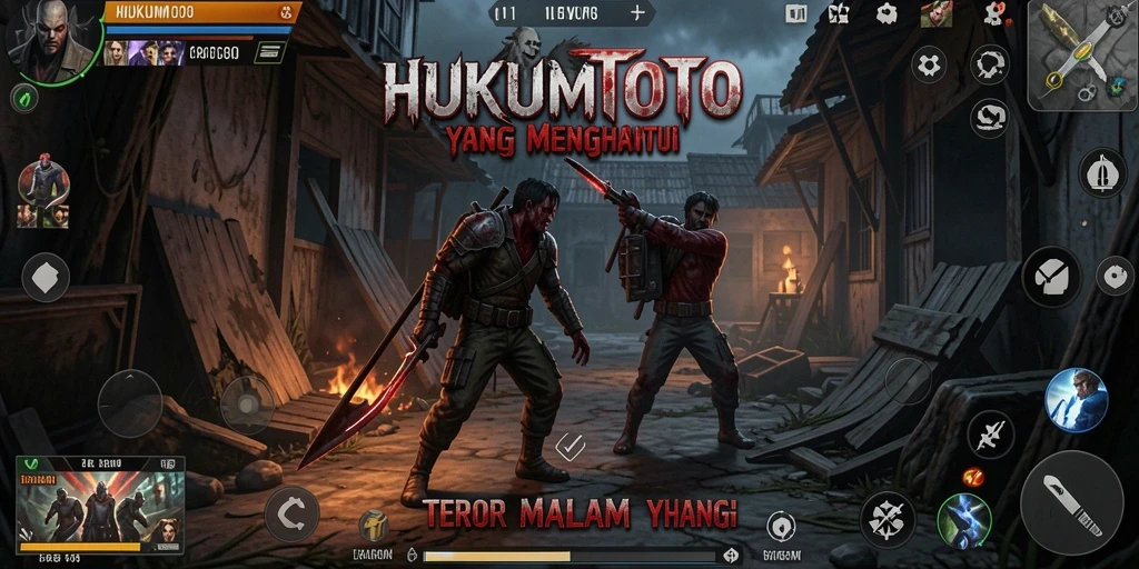 Gameplay HUKUMTOTO yang menegangkan dengan atmosfer horor yang kuat.